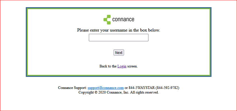 Recover password for Connance account at Waystar Login