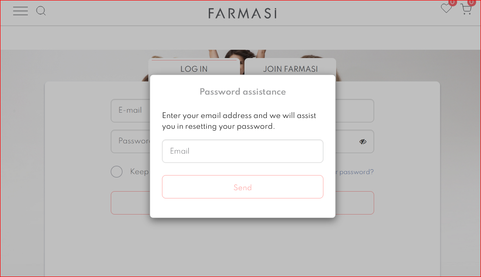 Recovering Account Password at Farmasi Login