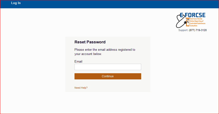 Recovering Password at Eforcse Login