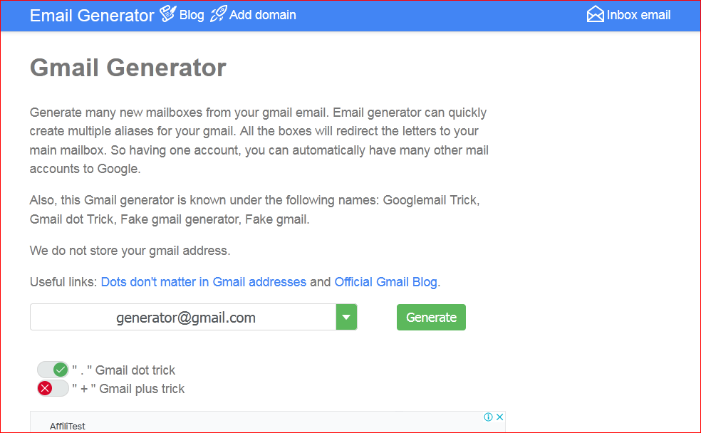 The Gmail Generator Web Portal