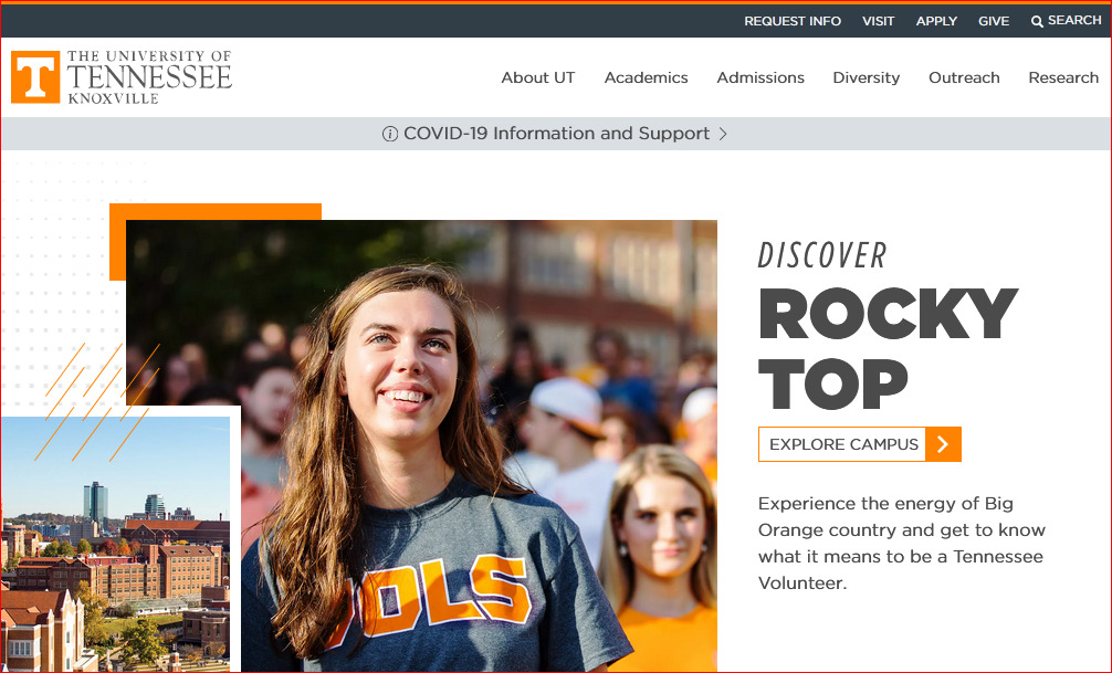 Home page of the University of Tennessee Knoxville