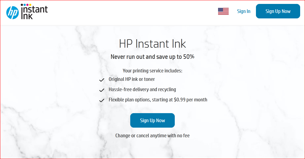 HP Instant Ink Home Page at Hpinstantink.com Login