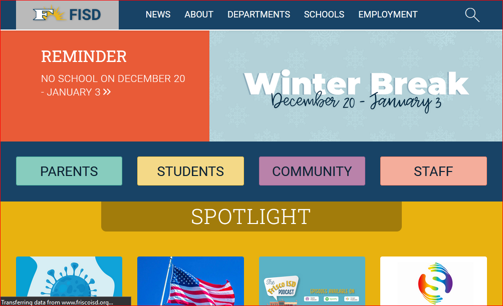 Home Page of the Canvas Fisd