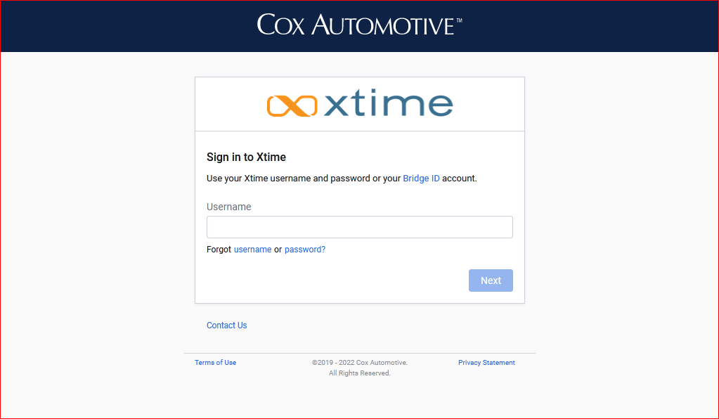 Sign in Page at Xtime Login Scheduling