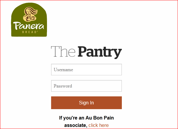 Panera Pantry Log in web portal