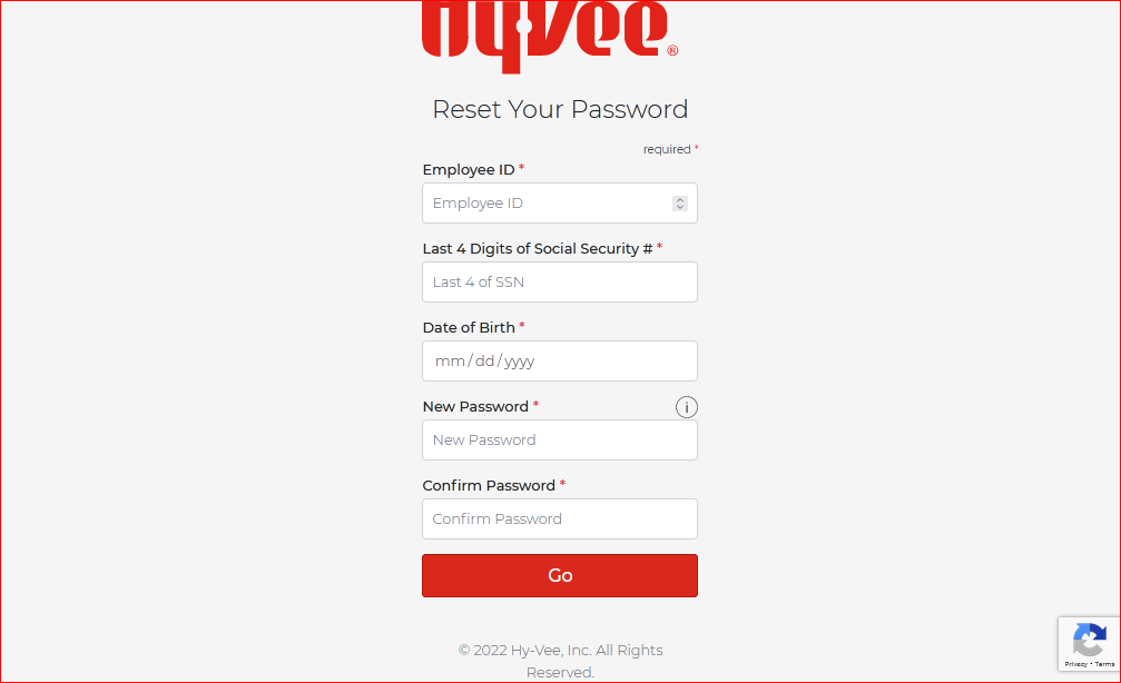 Forgot Password of Employee ID at Hyvee Huddle