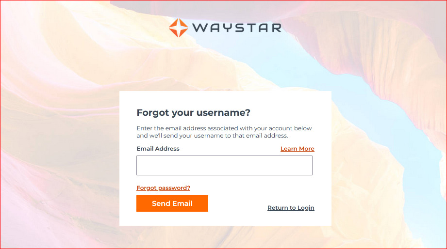 Recover user name for client account at Waystar Login