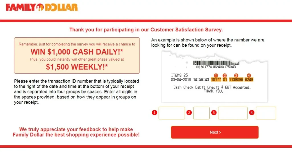 Prizes And Vouchers At Family Dollar Customer Satisfaction Survey: