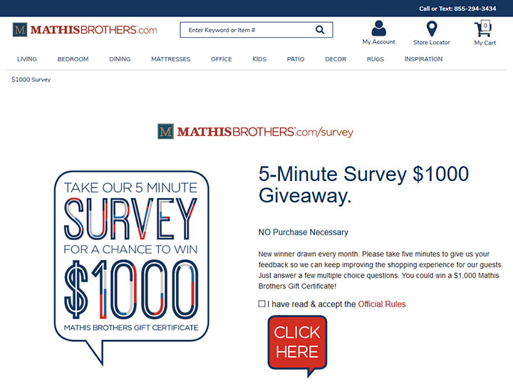 visit www.mathisbrothers.com/survey, 