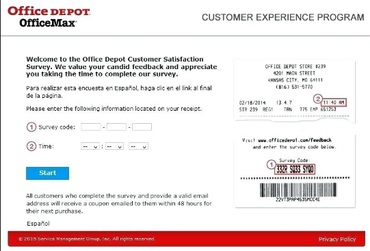 Office Depot Client Survey can be started by entering the transaction code