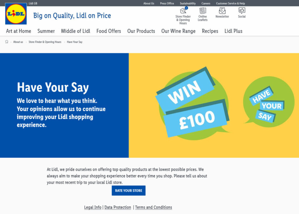 Rewards And Coupons At Lidl. Co. Uk/Haveyoursay Survey: