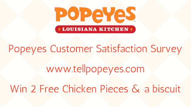 Rewards And Coupons At Tell Popeyes Customer Satisfaction Survey: