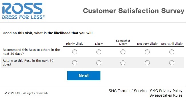 assess how satisfied you are with the Ross Store's